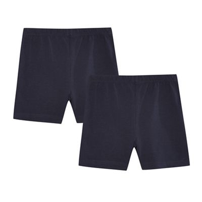 Pack of two girls' navy school cycling shorts